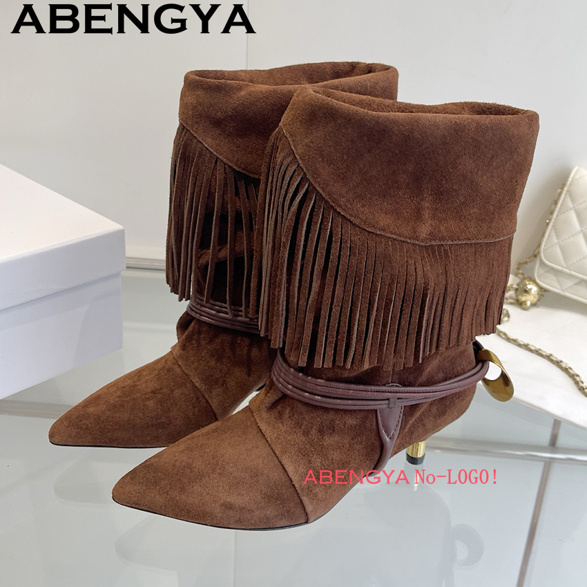 Suede Leather Edge Tassel Desi - Ethnic Fashion Week reseña y precio