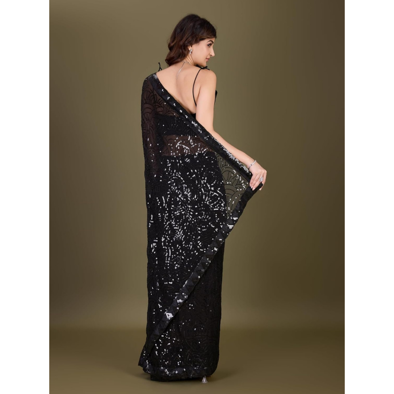 Women's Georgette Sequence Emb - Saree Georgette Women reseña y precio