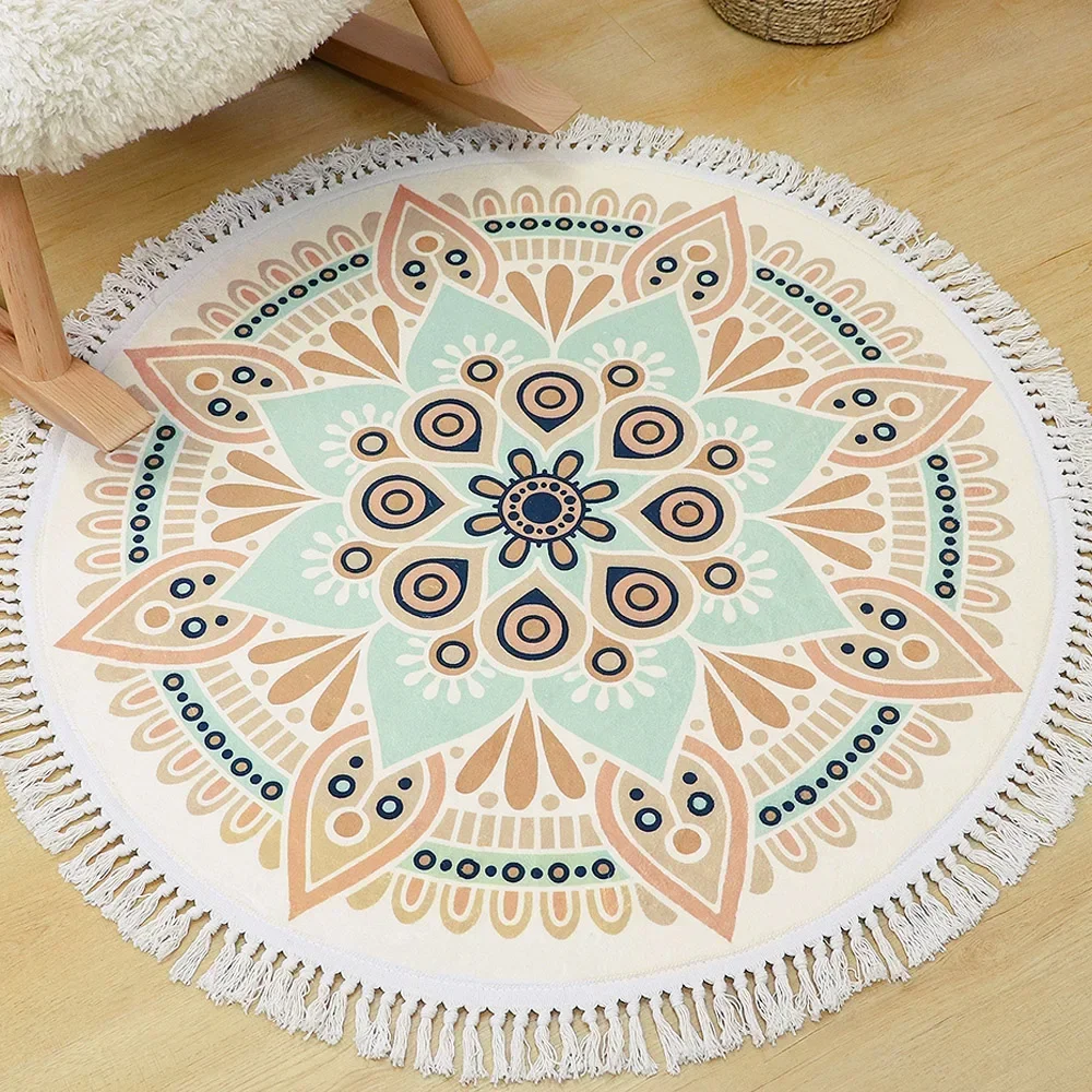 Round Rug Bedroom Tassel Carpe - Ethnic Fashion Online reseña y precio